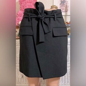 Maje Wrap Skirt with Waist Belt & Pockets in Black Size FR 36 = US 4 NWT